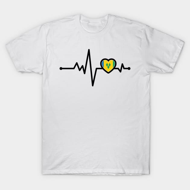 St Vincent and the Grenadines Heart Monitor T-Shirt by IslandConcepts